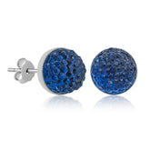 Boucles d'oreilles à tige en cristal bleu argenté